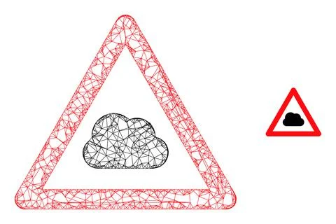 Network Mesh Cloud Warning Icon Stock Illustration