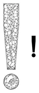 Network Mesh Exclamation Sign Icon Stock Illustration