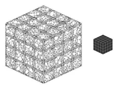 Network Mesh Isometric Cube Icon Stock Illustration