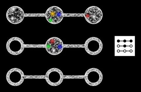 Network Mesh Link Lines with Nodes Icon with Colorful Flash Nodes Stock Illustration