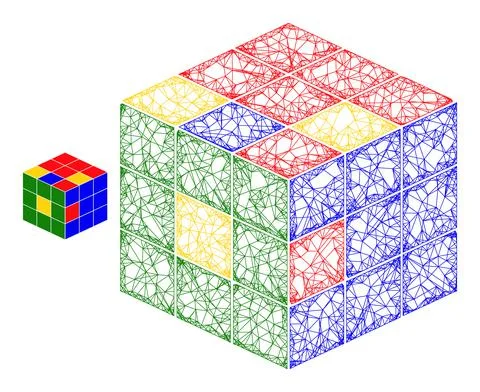 Network Mesh Puzzle Cube Icon Stockillustratie
