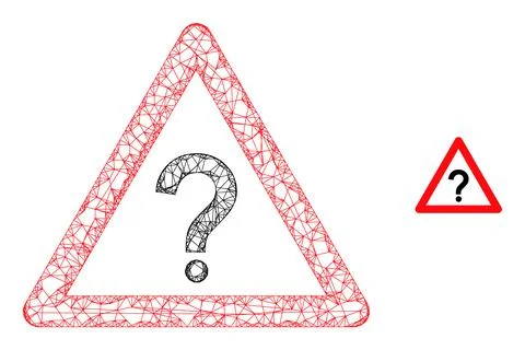 Network Mesh Question Warning Icon Stock Illustration