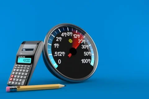 Network meter with calculator and pencil Stock Illustration