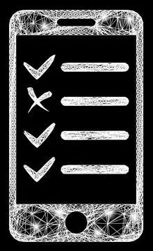 Network Mobile Check List Mesh with Bright Flash Nodes Stockillustratie