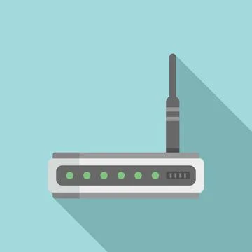 Network modem icon flat . Internet router Illustrazione stock