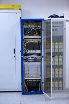 Network  modern server room Stock Photos