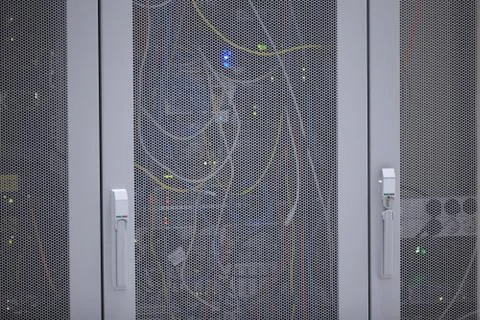 Network  modern server room Stock Photos