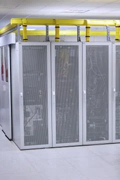 Network  modern server room Stock Photos