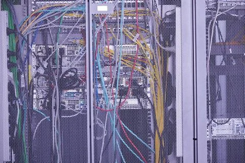 Network  modern server room Stock Photos