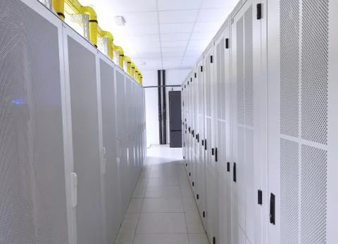 Network  modern server room Stock Photos