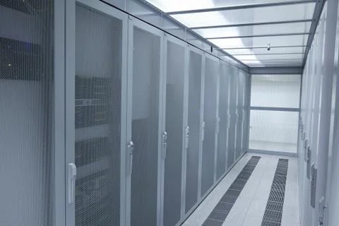 Network  modern server room Stock Photos
