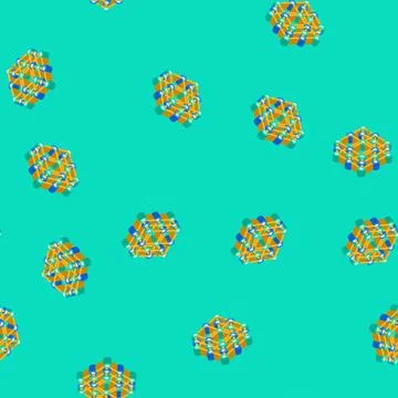 Network molecular structure isometric icon seamless pattern イラスト素材