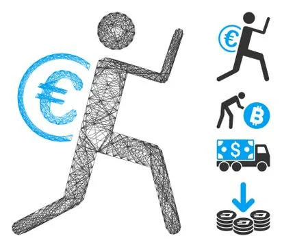 Network Money Courier Vector Mesh 스톡 일러스트