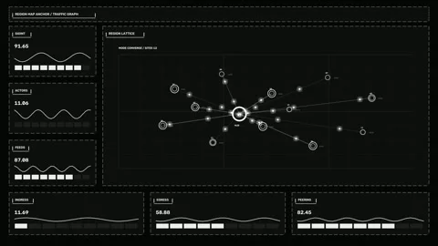 Network Monitoring HUD Node Graph Seamless Loop Stock-Footage 342125460