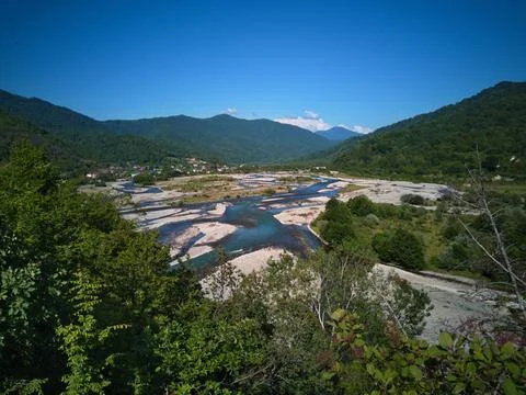 Network of mountain rivers Stock Photos