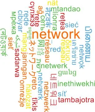 Network multilanguage wordcloud background concept Stock Illustration