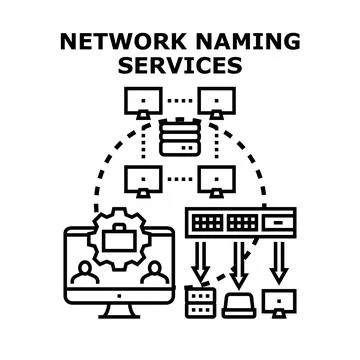 Network naming services concept for internet connection Illustrazione stock