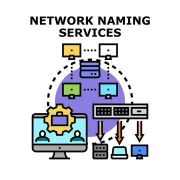 Network naming services concept for internet connection Stock Illustration