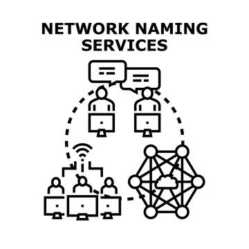 Network naming services illustrating computing technology connection 스톡 일러스트