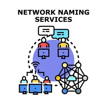 Network naming services illustrating computing technology connection イラスト素材