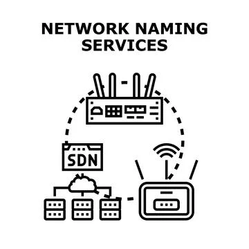 Network naming services infrastructure concept planning Illustrazione stock
