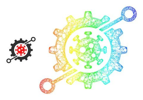 Network Nanobot Web Mesh Icon with Spectral Gradient Stock Illustration