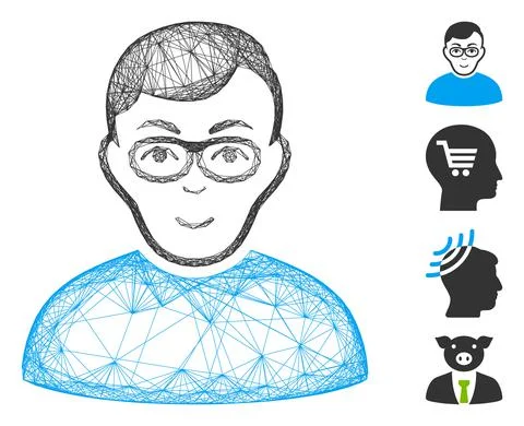Network Nerd Man Vector Mesh Illustrazione stock