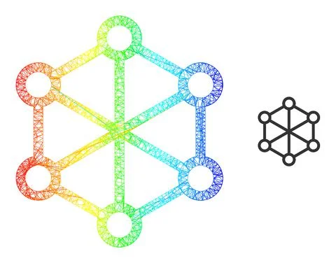 Network Net Nodes Mesh Icon with Spectrum Gradient Illustrazione stock