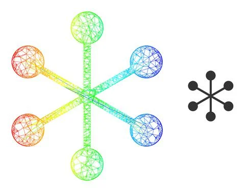 Network Net Structure Mesh Icon with Spectral Gradient 스톡 일러스트