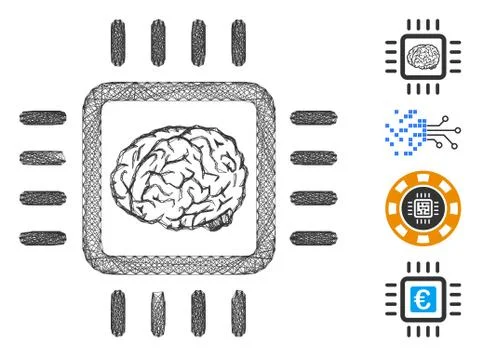 Network Neural Chip Vector Mesh Stock Illustration