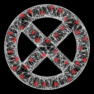 Network No Entry Mesh with Bright Flash Nodes 库存插图