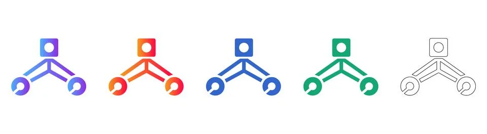 Network Node and Connection Structure Icon Set Illustrazione stock