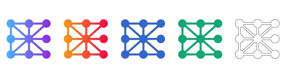 Network Node and Connectivity Icons Set Illustrazione stock