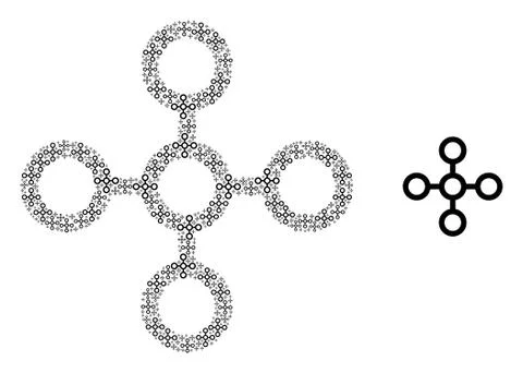 Network Node Composition of Self Icons Stock Illustration