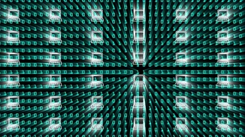 Network node computers on binary background animation Stock Footage 201488255