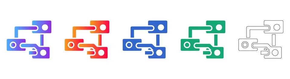 Network Node Connection Icon Set 스톡 일러스트