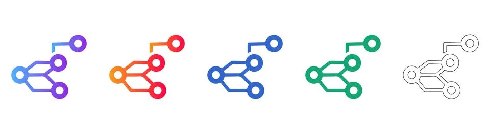 Network Node Connection Icon Set Illustrazione stock