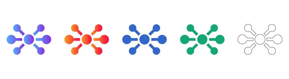 Network Node Connection Icon Set Illustrazione stock