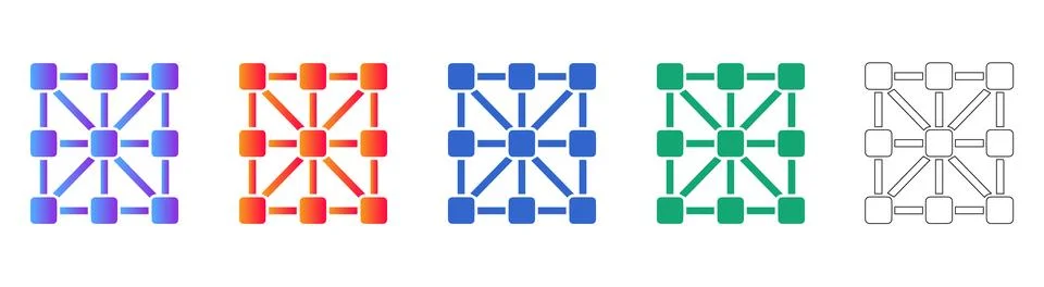 Network Node Connection Icon Set Stock Illustration