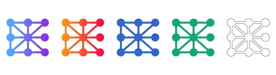 Network Node Connection Icon Set 库存插图