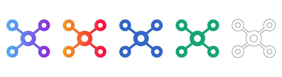 Network Node Connection Icon Set Stock Illustration