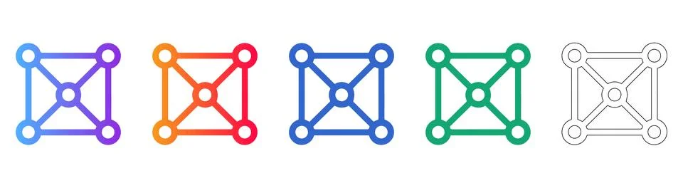 Network Node Connection Icons Set 스톡 일러스트