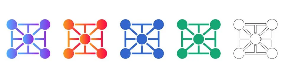 Network Node Connectivity Icon Set for IT 스톡 일러스트