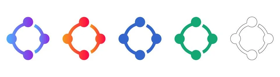 Network Node Connectivity Icons in Gradient and Outline 스톡 일러스트