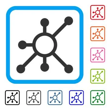 Network Node Framed Icon Stock Illustration