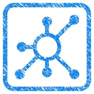 Network Node Framed Stamp Stock Illustration