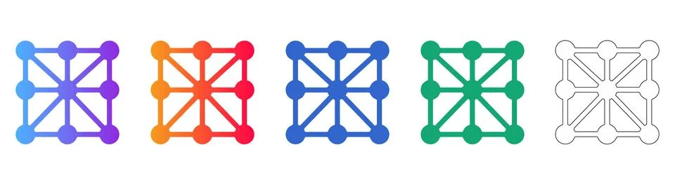 Network Node Grid Connection Icons イラスト素材