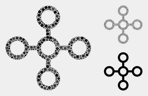 Network Node Icon Collages of Squares and Circles Stock Illustration