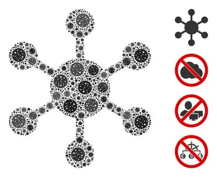 Network Node Mosaic of CoronaVirus Icons Stock Illustration