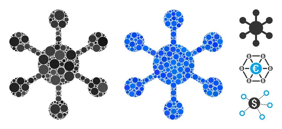 Network Node Mosaic Icon of Round Dots Stock Illustration